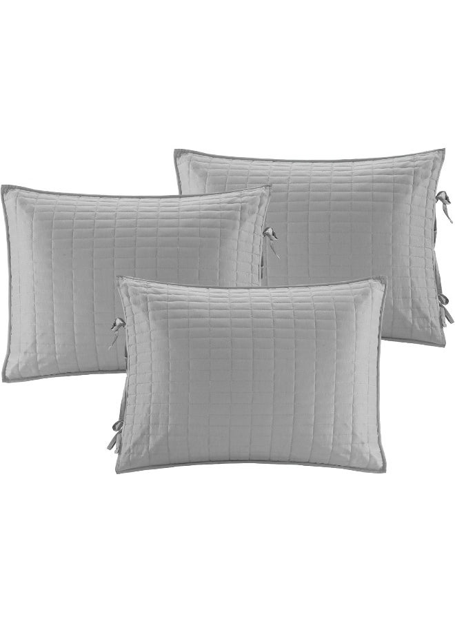 Comfort Spaces Comfort Spaces Soft Microfiber Solid Blush Stitched Quilted Pattern 5 Piece All Season Cozy Bedding with Bedskirt, Matching Shams, Decorative Pillow  - Image 4
