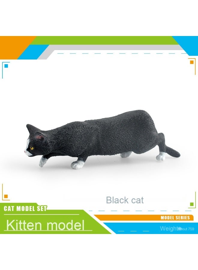 NIBEMINENT Realistic Pet Cat Model - American Shorthair Tricolor Orange Cat and Black Cat Desktop Decoration