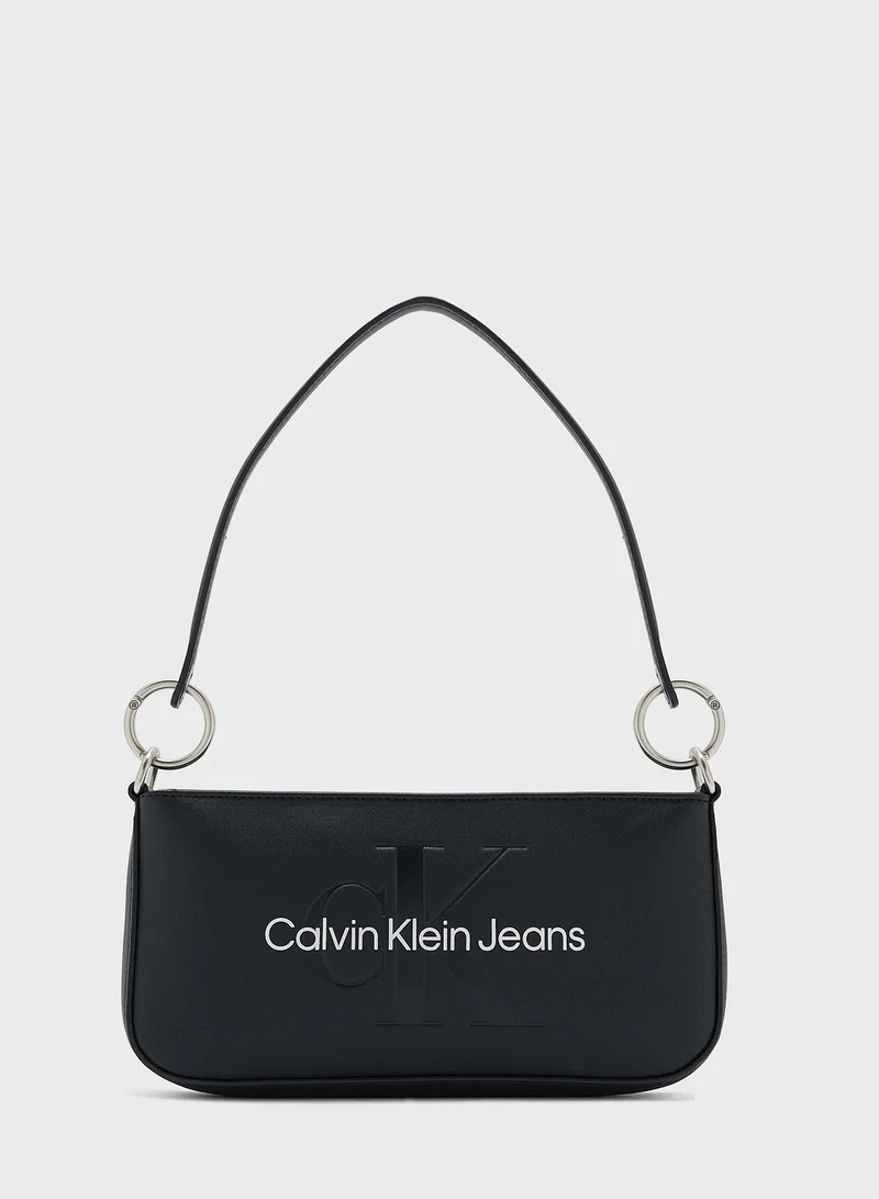 CALVIN KLEIN Sculpted Monogram Detailed Shoulder Bag