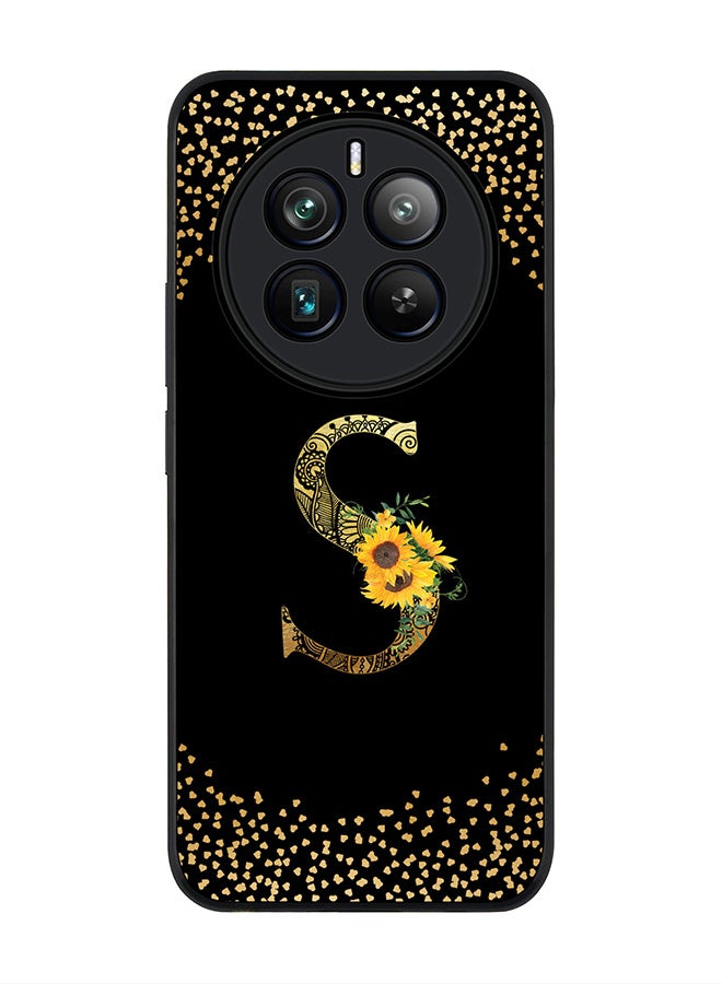 Stylizedd Rugged Black edge case for Realme 12 Pro / Realme 12 Pro Plus 5G, Custom Monogram Initial Letter Mandala Floral Pattern Alphabet-S (Black) - Image 1