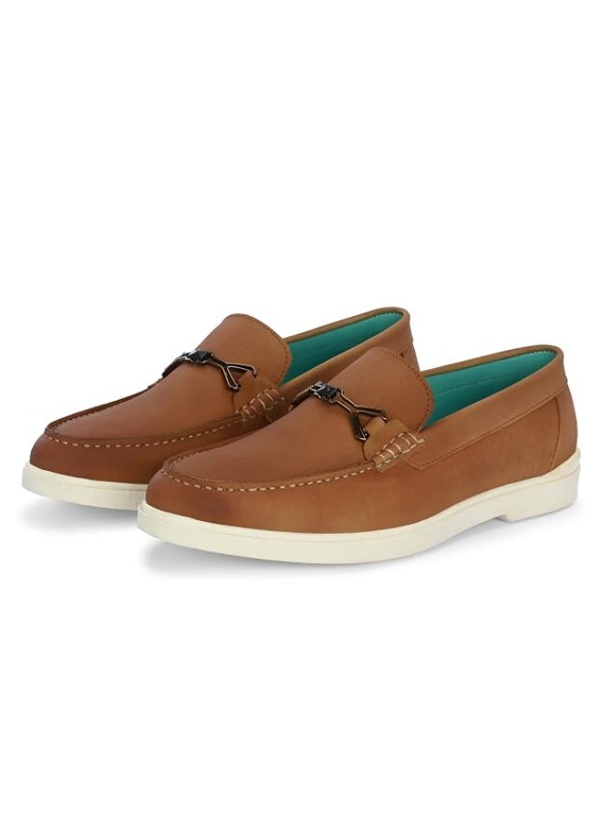 NOAK NO ANIMAL KILLED Casual Leather Material Slip-on Loafers Shoes Comfortable Shoes for Men|Golden|5UK - Image 2