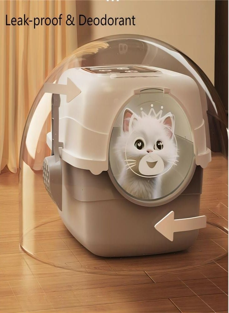 إسكدنيا صندوق بركة القطط المغلق بالغطاء والباب والملاحق والكيس المعطر بحماية من التسرب لمنازل القطط (كبير الحجم) - Image 4