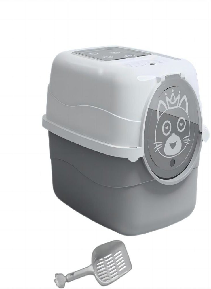 إسكدنيا صندوق بركة القطط المغلق بالغطاء والباب والملاحق والكيس المعطر بحماية من التسرب لمنازل القطط (كبير الحجم) - Image 1