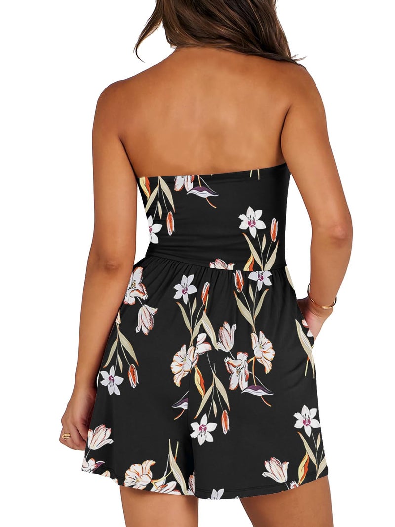 AUXDIO Women Summer Casual Strapless Romper Sleeveless Off Shoulder Short Jumpsuits 2026 Beach Vacation Clothes 4 Medium - Image 5