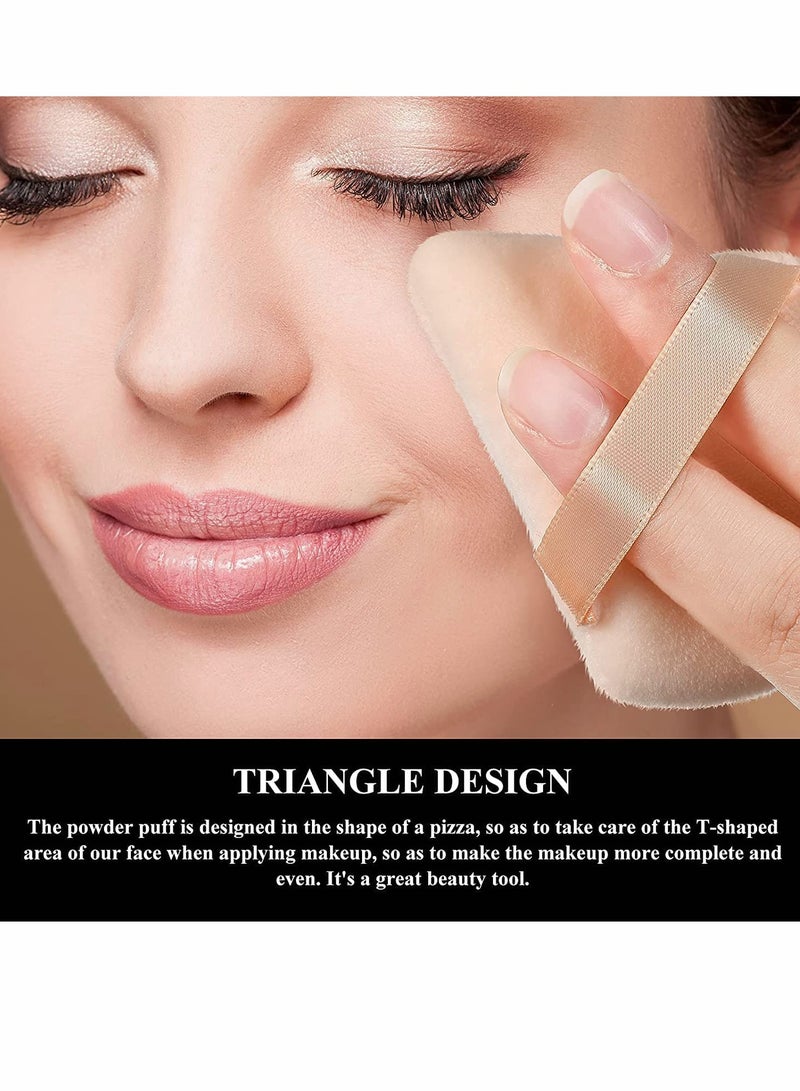 KASTWAVE Pure Powder Puff Face Triangle Soft Makeup Powder Puff for Loose Powder Mineral Powder Body Powder Makeup Tool with Strap for Contouring Under Eyes and Corners (Black and Nude Color - 10 Pcs) - Image 3