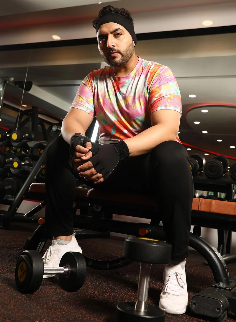 Instafab Plus Men's Multicolour Abstract Activewear T-Shirt