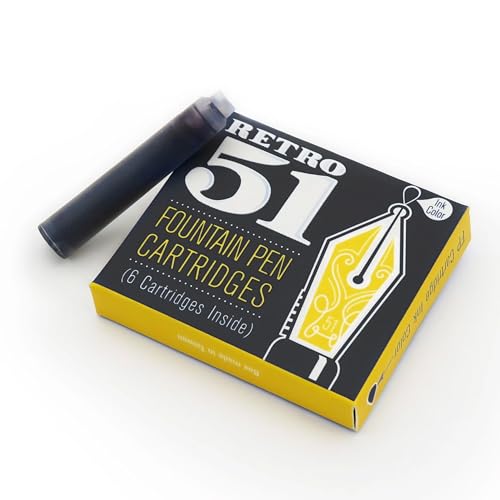 Retro 1951 Retro 51 Tornado Fountain Pen Refills - Black Ink Cartridges, 6-Pack - Consistent Flow, Smudge-Resistant, Premium Writing - Image 2