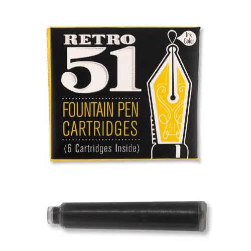 Retro 1951 Retro 51 Tornado Fountain Pen Refills - Black Ink Cartridges, 6-Pack - Consistent Flow, Smudge-Resistant, Premium Writing - Image 3