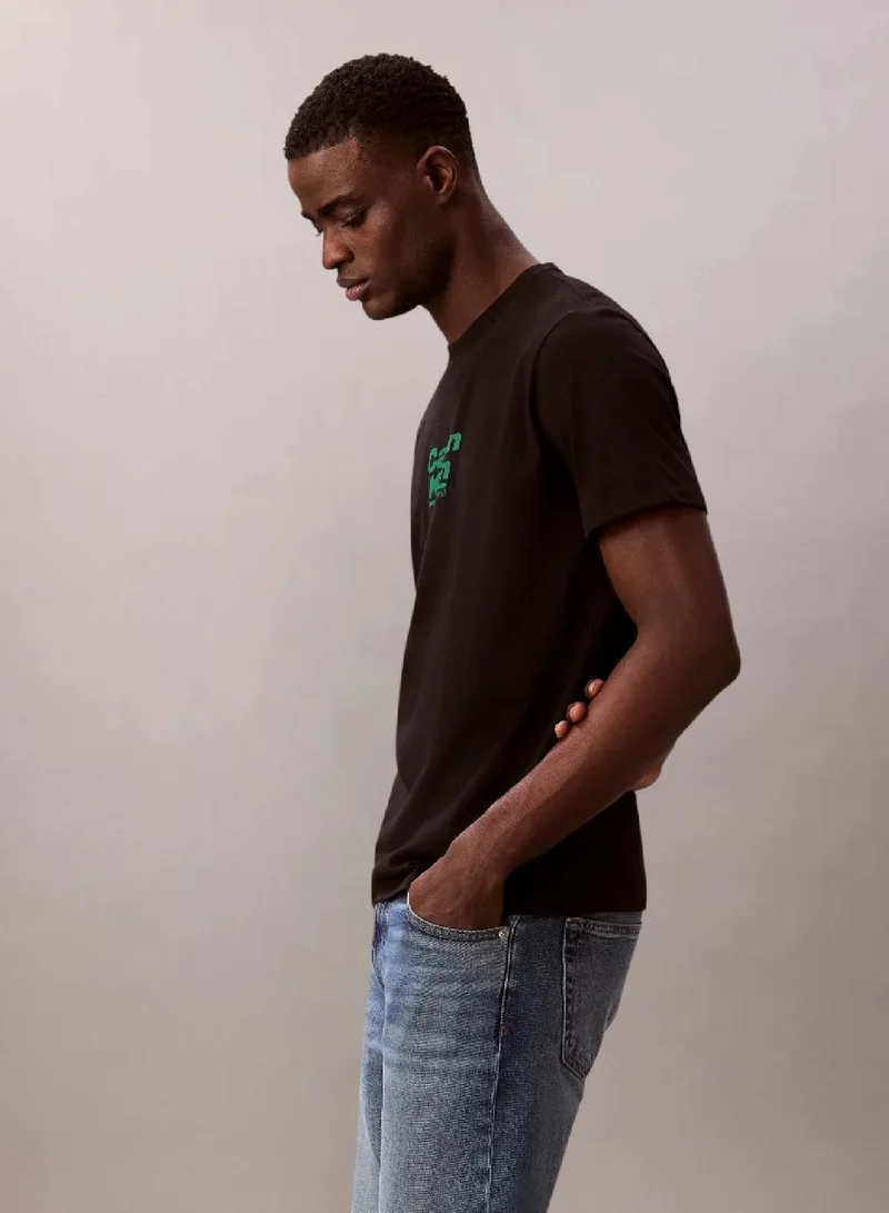Calvin Klein Black Logo Graphic Crew Neck T-Shirt for Men | Best Price UAE