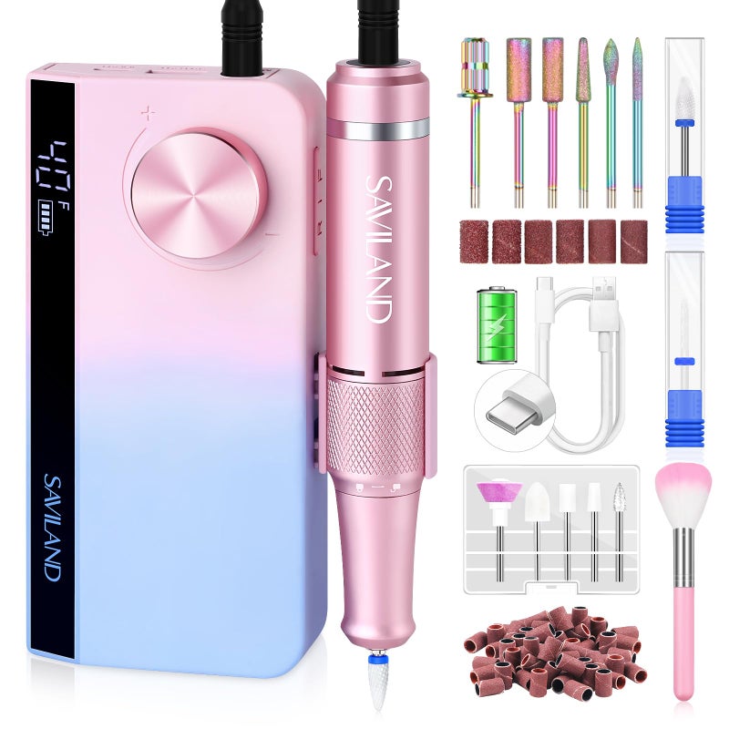 SAVILAND Portable Nail Drill Professional: 40000 RPM Upgrad E File 2024 Digital Pro Electric Cordless Fast Remover Anti-Shaking | Manicurist Nail Salon Superior Compactible for Acrylic Nails - Image 1