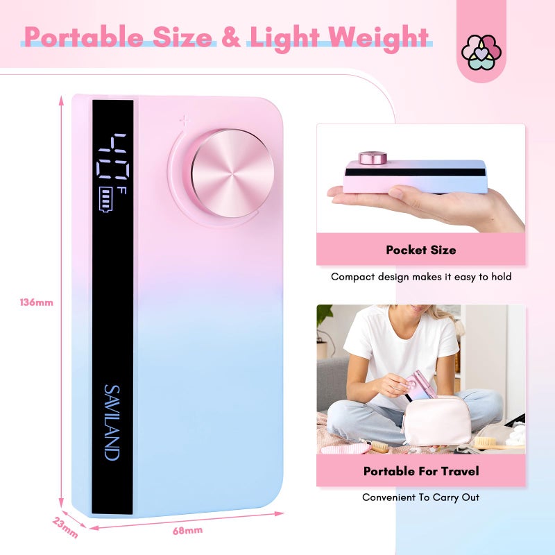 SAVILAND Portable Nail Drill Professional: 40000 RPM Upgrad E File 2024 Digital Pro Electric Cordless Fast Remover Anti-Shaking | Manicurist Nail Salon Superior Compactible for Acrylic Nails - Image 3