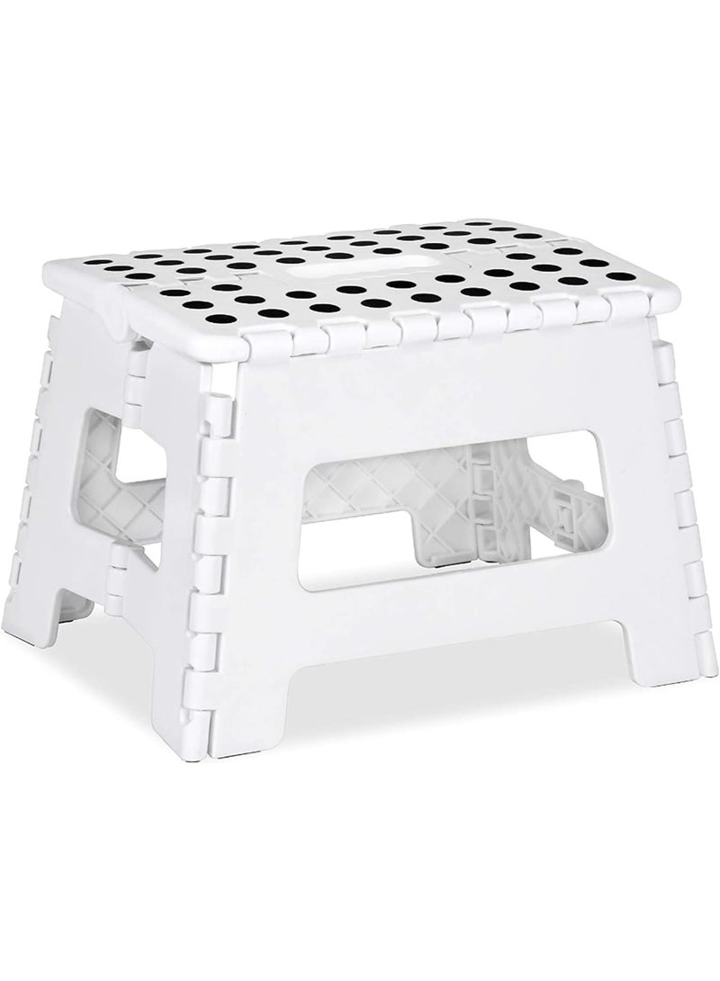 كرسي متدرج قابل للطي للبالغين والأطفال، كرسي بلاستيكي محمول قابل للطي، كرسي متدرج خفيف الوزن قابل للطي للمنزل والمطبخ والحمام وغرفة النوم (أبيض) - Image 1