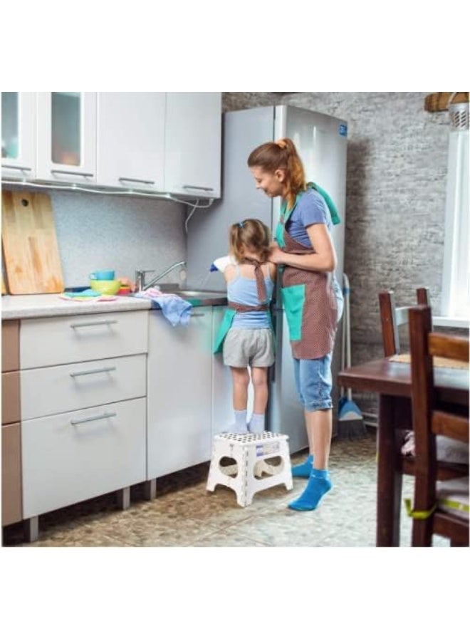 كرسي متدرج قابل للطي للبالغين والأطفال، كرسي بلاستيكي محمول قابل للطي، كرسي متدرج خفيف الوزن قابل للطي للمنزل والمطبخ والحمام وغرفة النوم (أبيض) - Image 2