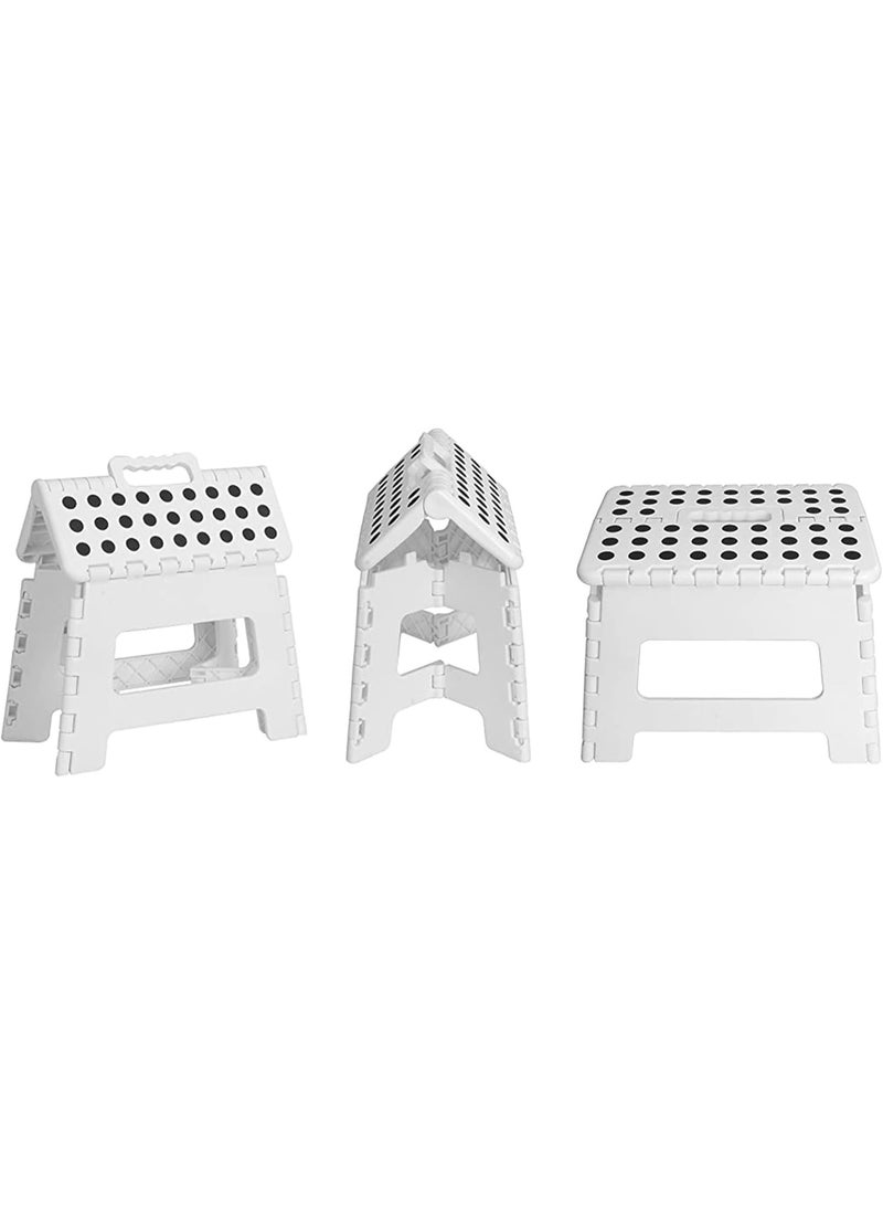 كرسي متدرج قابل للطي للبالغين والأطفال، كرسي بلاستيكي محمول قابل للطي، كرسي متدرج خفيف الوزن قابل للطي للمنزل والمطبخ والحمام وغرفة النوم (أبيض) - Image 3