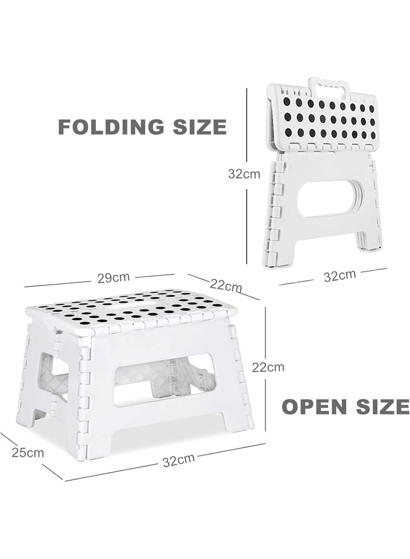 كرسي متدرج قابل للطي للبالغين والأطفال، كرسي بلاستيكي محمول قابل للطي، كرسي متدرج خفيف الوزن قابل للطي للمنزل والمطبخ والحمام وغرفة النوم (أبيض) - Image 4