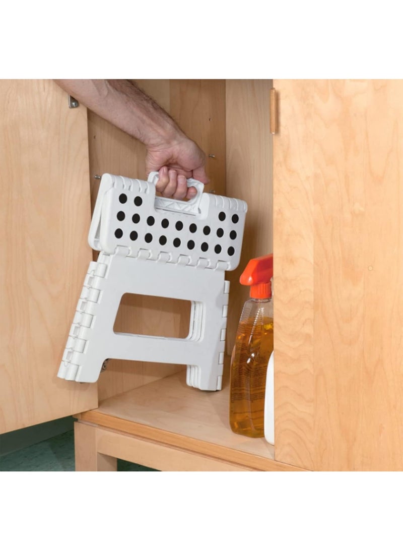 كرسي متدرج قابل للطي للبالغين والأطفال، كرسي بلاستيكي محمول قابل للطي، كرسي متدرج خفيف الوزن قابل للطي للمنزل والمطبخ والحمام وغرفة النوم (أبيض) - Image 5