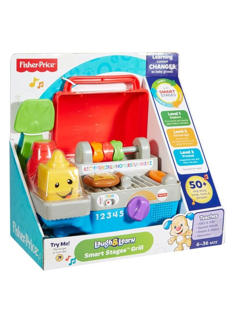 Fisher Price Toys Laugh and Learn Smart Stages BBQ Grill Includes Smart Stage technology learning content changes as baby grows