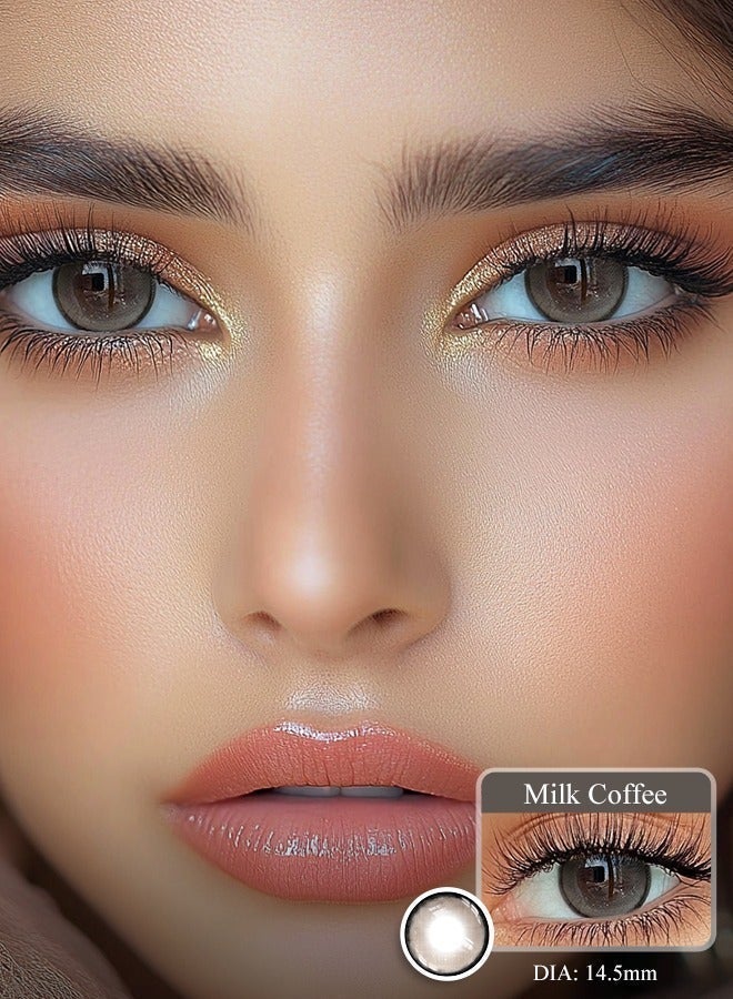 Freshlady Milk Coffee Colored Contact Lenses Yearly – Natural Soft Comfortable Contacts for Big Eye Effect, Party & Festival Makeup - Image 1
