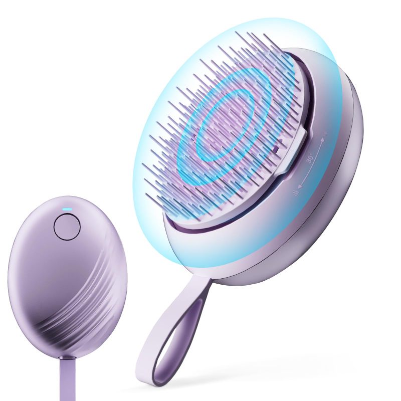 Scalp Massager Purple USB-Rechargeable Portable - Negative Ion Tech Hair Growth Stimulator for Home Office Travel - Image 1
