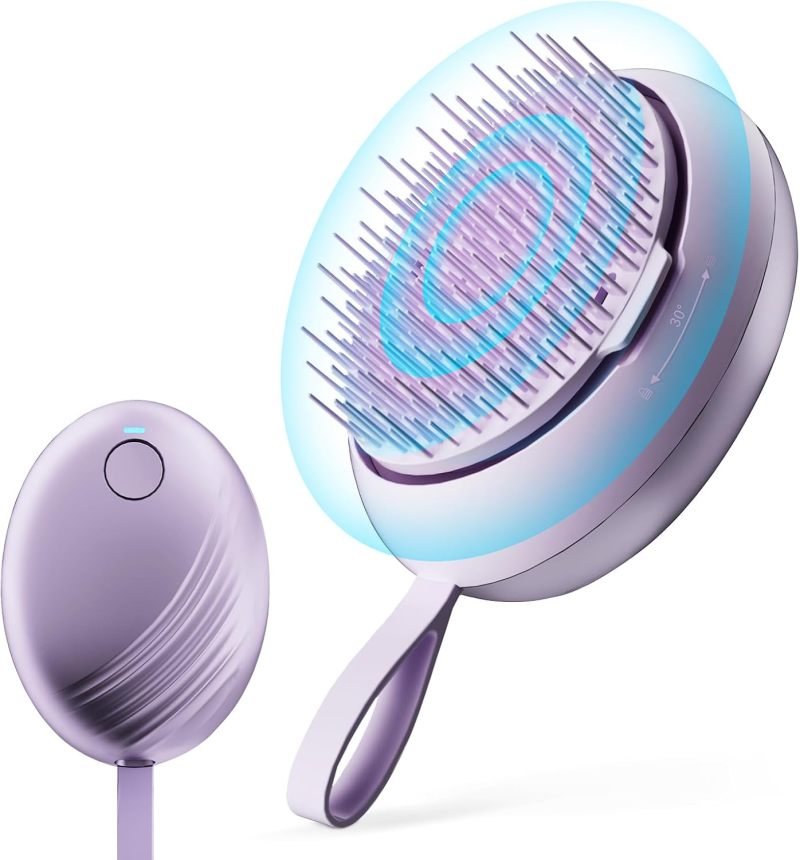 Scalp Massager Purple USB-Rechargeable Portable - Negative Ion Tech Hair Growth Stimulator for Home Office Travel - Image 2