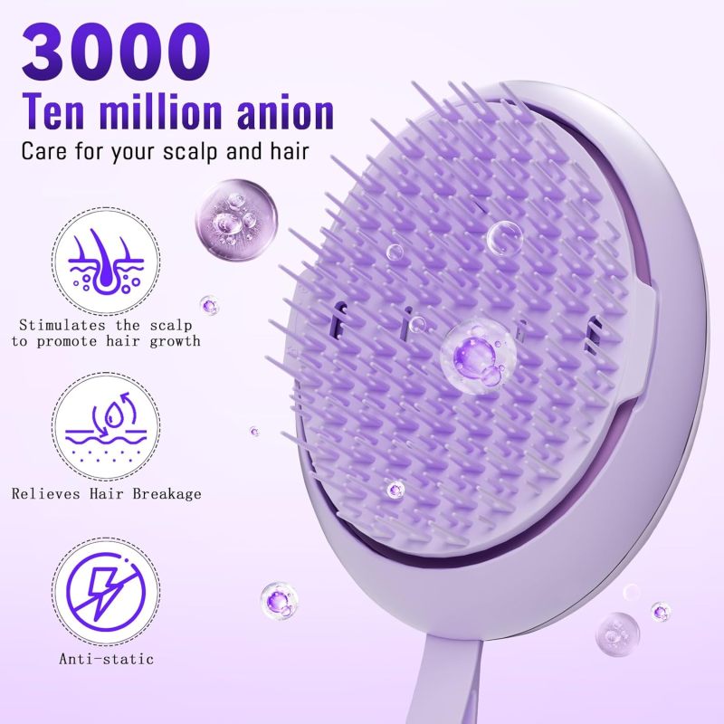 Scalp Massager Purple USB-Rechargeable Portable - Negative Ion Tech Hair Growth Stimulator for Home Office Travel - Image 5
