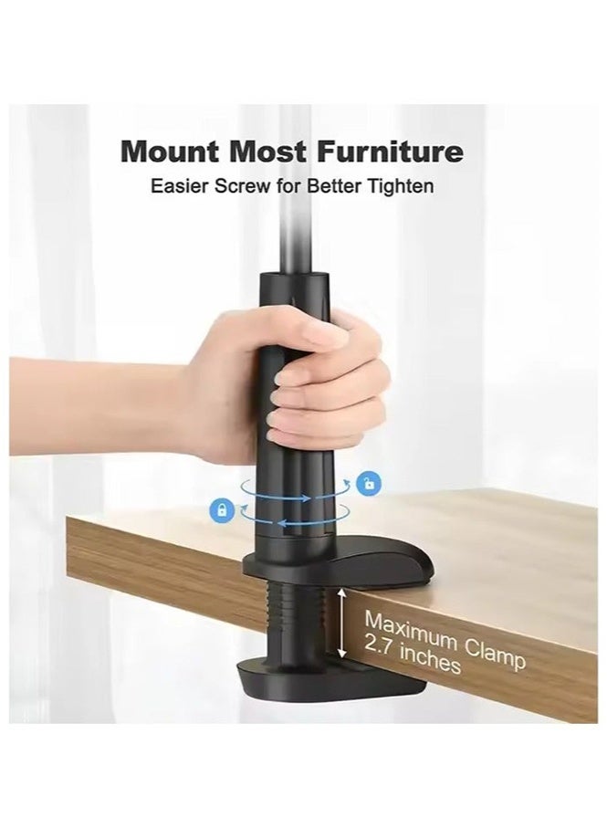 HL-Tech Gooseneck Bed Phone Holder, Flexible Long Arm Phone Mount for Desk, Clip Bracket Clamp Stand, iPhone Stand, Mobile Cell Phone Stand Document Camera Nintendo Switch Black - Image 4