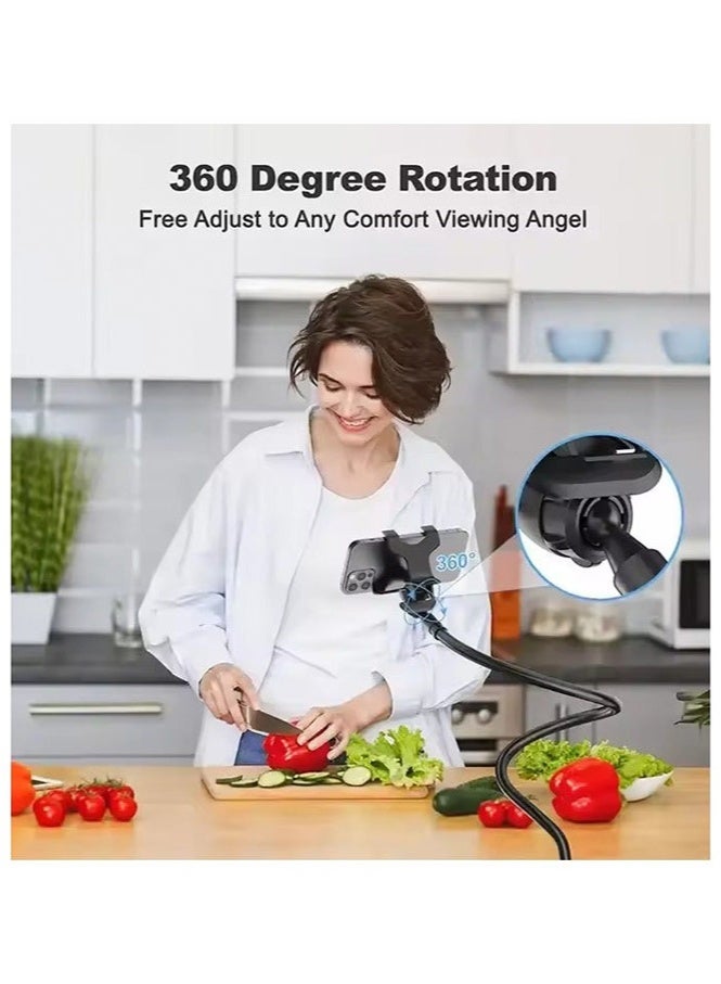 HL-Tech Gooseneck Bed Phone Holder, Flexible Long Arm Phone Mount for Desk, Clip Bracket Clamp Stand, iPhone Stand, Mobile Cell Phone Stand Document Camera Nintendo Switch Black - Image 5