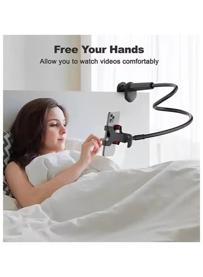 HL-Tech Gooseneck Bed Phone Holder, Flexible Long Arm Phone Mount for Desk, Clip Bracket Clamp Stand, iPhone Stand, Mobile Cell Phone Stand Document Camera Nintendo Switch Black - Image 3