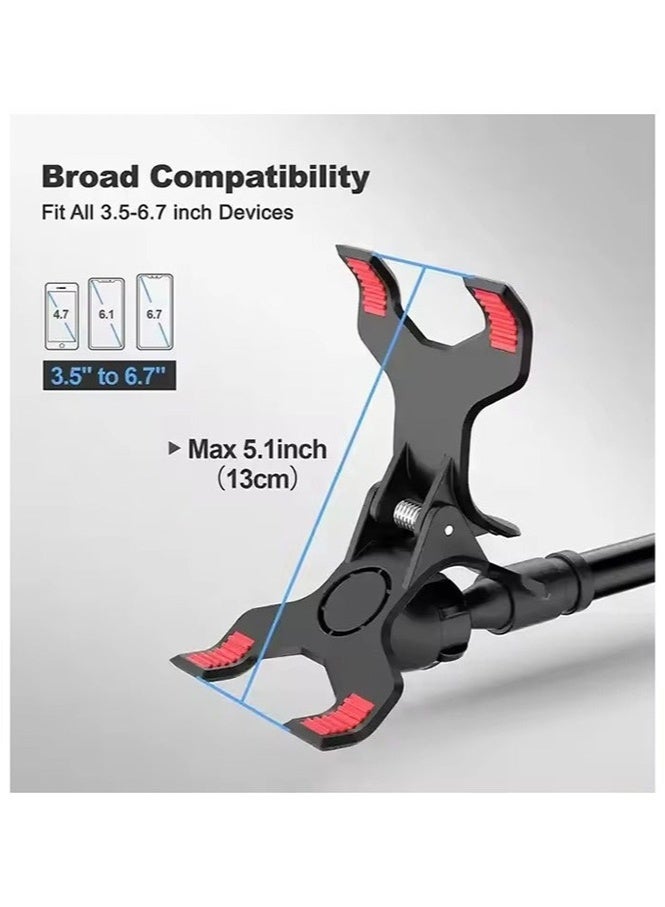 HL-Tech Gooseneck Bed Phone Holder, Flexible Long Arm Phone Mount for Desk, Clip Bracket Clamp Stand, iPhone Stand, Mobile Cell Phone Stand Document Camera Nintendo Switch Black - Image 2