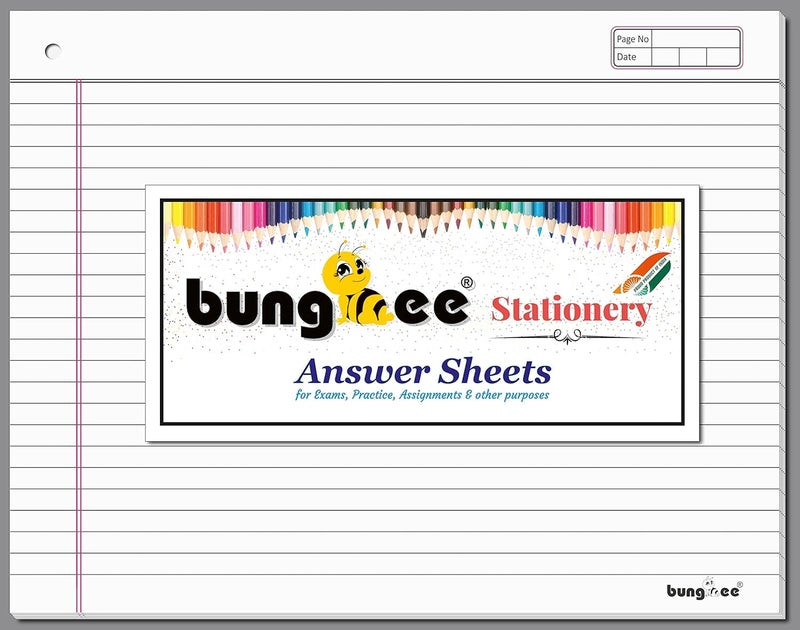 Bungbee Answer Sheets for Exam Practice CBSE ICSE DU - 1280 Ruled Pages / 640 Sheets / 320 Joint Without Fold - With Margin, With Hole for Tag - Image 1