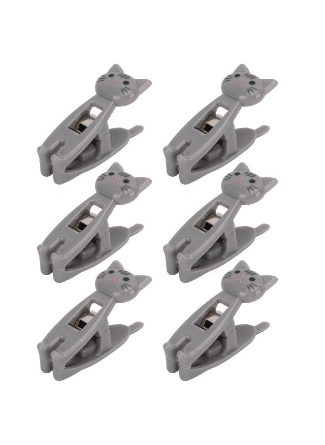 Thoraya 6Pcs Cat Snack Clips Anti Slip Strips Handle Metal Spring Firm Grip Food Bag Snack Clip for Clothing DocumentsGray  - Image 5