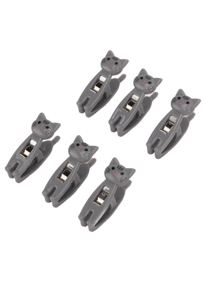 Thoraya 6Pcs Cat Snack Clips Anti Slip Strips Handle Metal Spring Firm Grip Food Bag Snack Clip for Clothing DocumentsGray  - Image 2