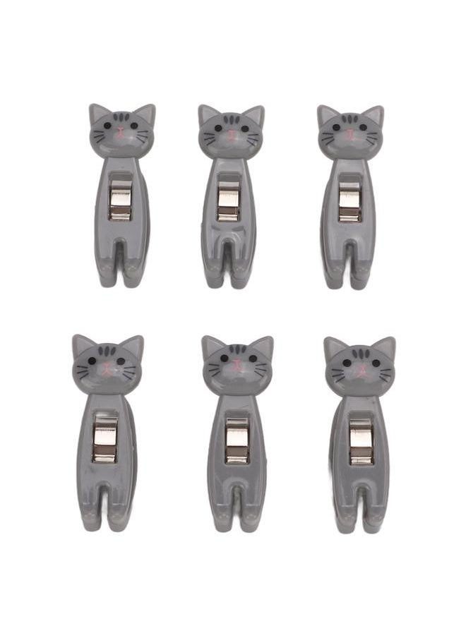 Thoraya 6Pcs Cat Snack Clips Anti Slip Strips Handle Metal Spring Firm Grip Food Bag Snack Clip for Clothing DocumentsGray  - Image 1