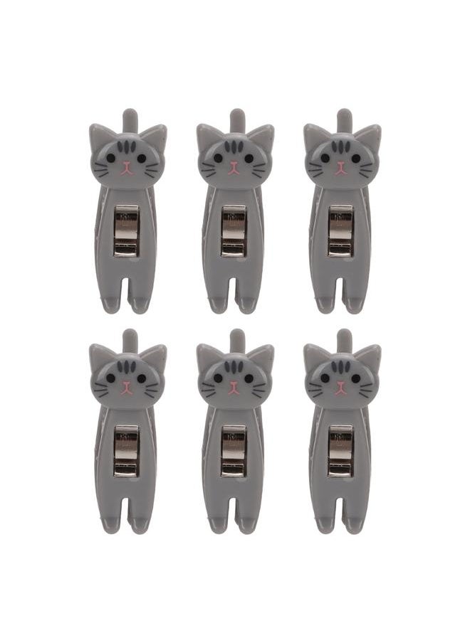 Thoraya 6Pcs Cat Snack Clips Anti Slip Strips Handle Metal Spring Firm Grip Food Bag Snack Clip for Clothing DocumentsGray  - Image 4