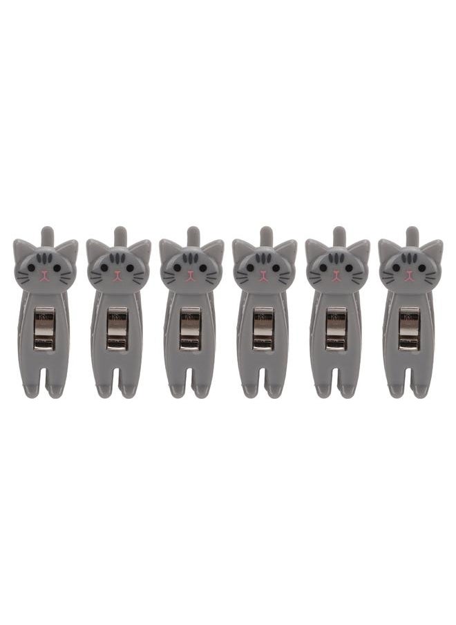 Thoraya 6Pcs Cat Snack Clips Anti Slip Strips Handle Metal Spring Firm Grip Food Bag Snack Clip for Clothing DocumentsGray  - Image 3