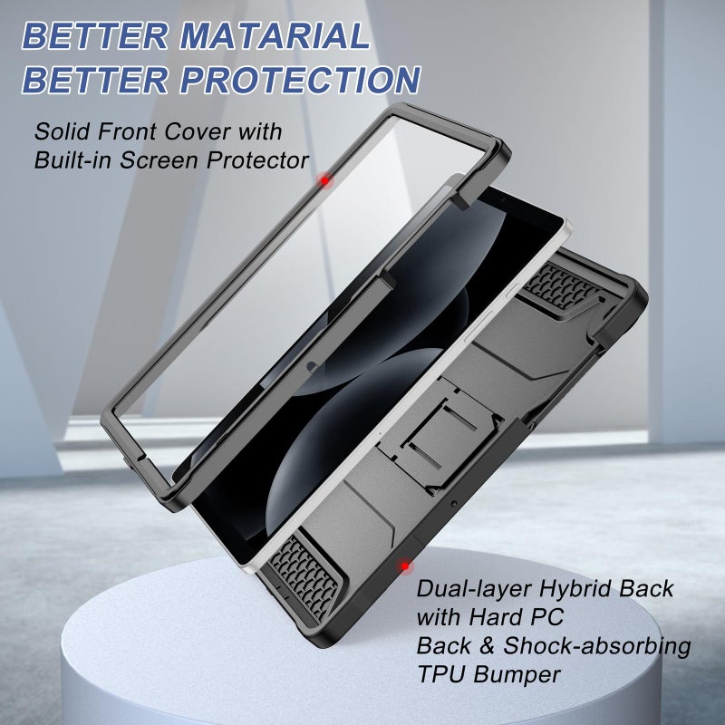 Soke Case for Galaxy Tab A11+ Plus /A9+ 11-Inch, with Screen Protector and Kickstand, Rugged Full Body Protective Cover for Samsung Galaxy Tablet A11+/A9+ [SM-X230/236/210/216] - Black - Image 3