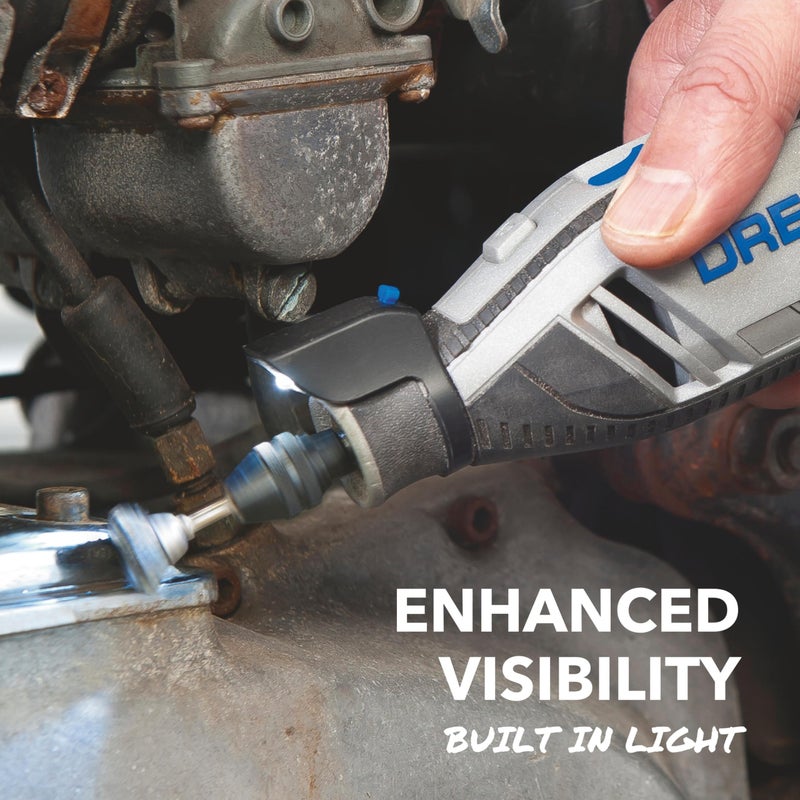 DREMEL مجموعة أدوات دوارة عالية الأداء Dremel 4300-5/40 مع ضوء LED - 5 ملحقات و 40 ملحقًا - مثالية للطحن والقطع ونحت الخشب والصنفرة والنقش - Image 4