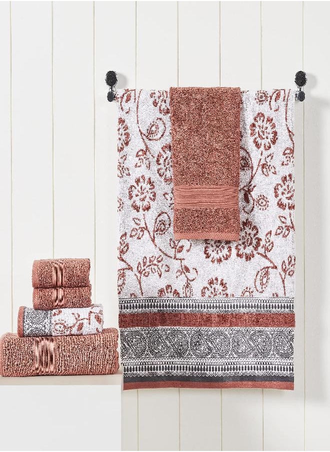 Modern Threads Modern Threads 6 Piece Set, 2 Bath Towels, 2 Hand Towels, 2 Washcloths Yarn Dyed Jacquard/Solid Towel Set Ophelia Clay  - Image 1