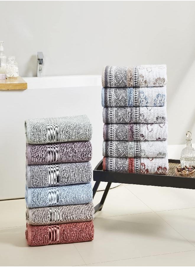 Modern Threads Modern Threads 6 Piece Set, 2 Bath Towels, 2 Hand Towels, 2 Washcloths Yarn Dyed Jacquard/Solid Towel Set Ophelia Clay  - Image 2