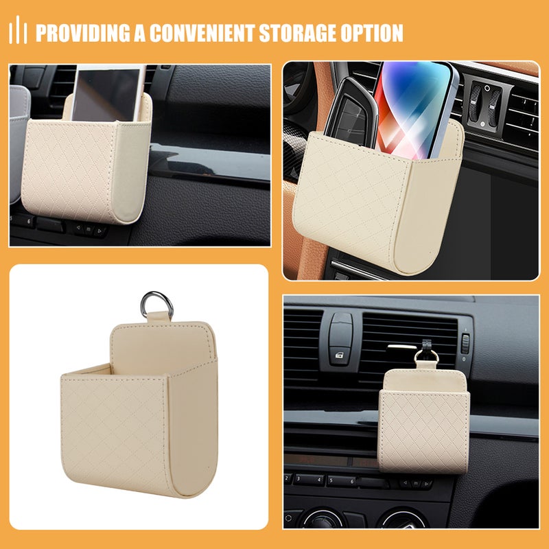 Outlet Storage Box: Car Seat Back Interior Vent Mobile Phone Storage Bag Box Car Conditioner Vent Mounted Pouch Pocket Holder Storage Organizer - Image 3