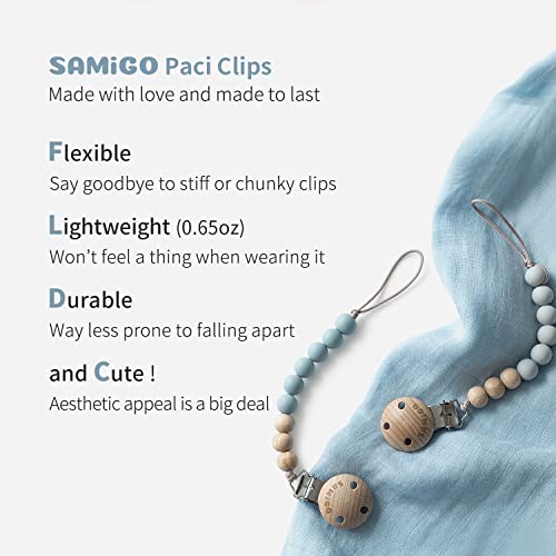 SAMiGO Pacifier Clips for Baby Boys Pacifier Holders Silicone Paci Binky Clips - 2 Pack - Image 3