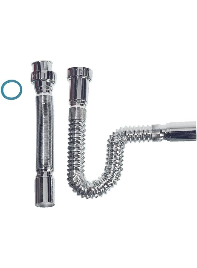 HASANAT ESSENTIALS مرشح تصريف عالمي مرن 1 1/4 بوصة إلى 32 مم كروم لمغسلة المطبخ ومغسلة الحمام - Image 1