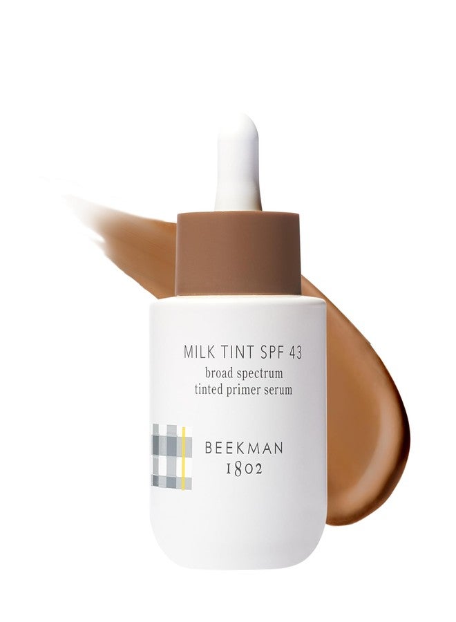 Beekman 1802 Milk Tint Face Primer with SPF 43, Deep - Oxybenzone Free - 1 oz - Tinted Mineral SPF, Makeup Primer & Moisturizer - Blends Seamlessly - Good for Sensitive Skin - Cruelty Free - Image 1