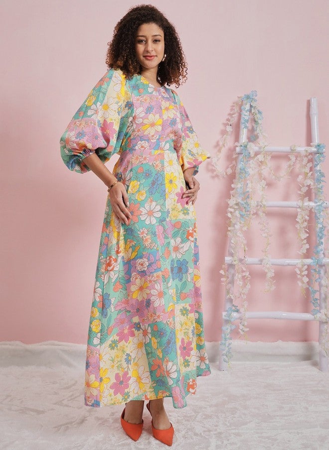 Athena Floral Printed Maxi Dress for Women - Image 1