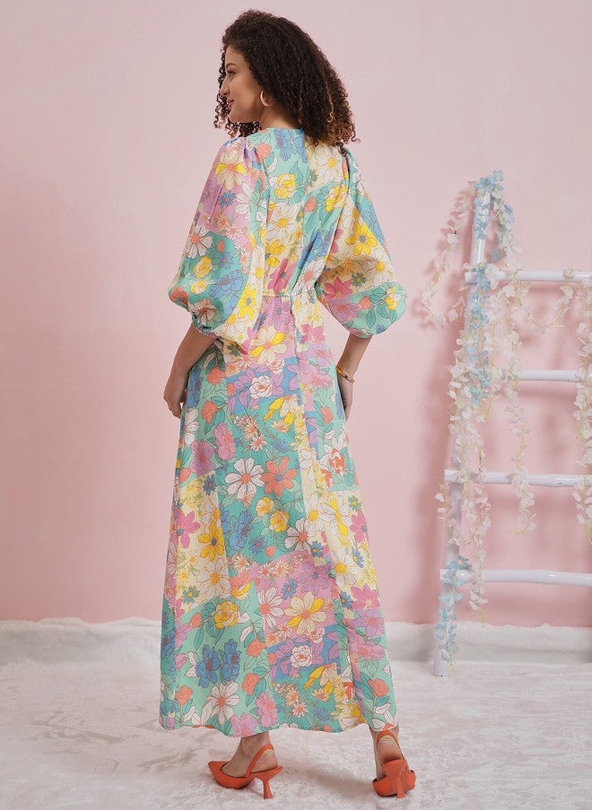 Athena Floral Printed Maxi Dress for Women - Image 4