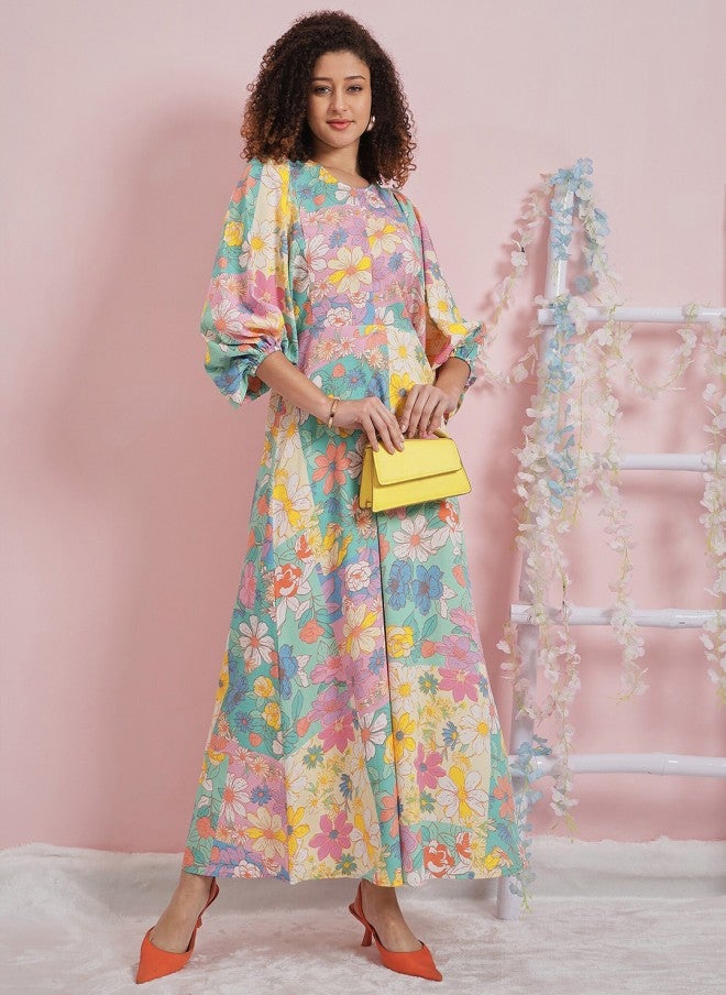 Athena Floral Printed Maxi Dress for Women - Image 5