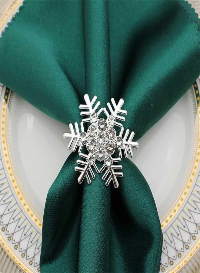 RUSTAMM 6 Set Snowflake Christmas Napkin Rings with White Rhinestone Napkin Holder for Christmas Dinning Table Holiday Party Decoration (Silver, One Size) - Image 5