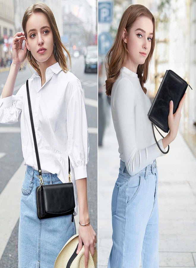 Peacocktion Womens Crossbody Wristlet Wallets with Cell Phone Pocket RFID Vegan Leather Cross Body Purses Travel Black - Image 5