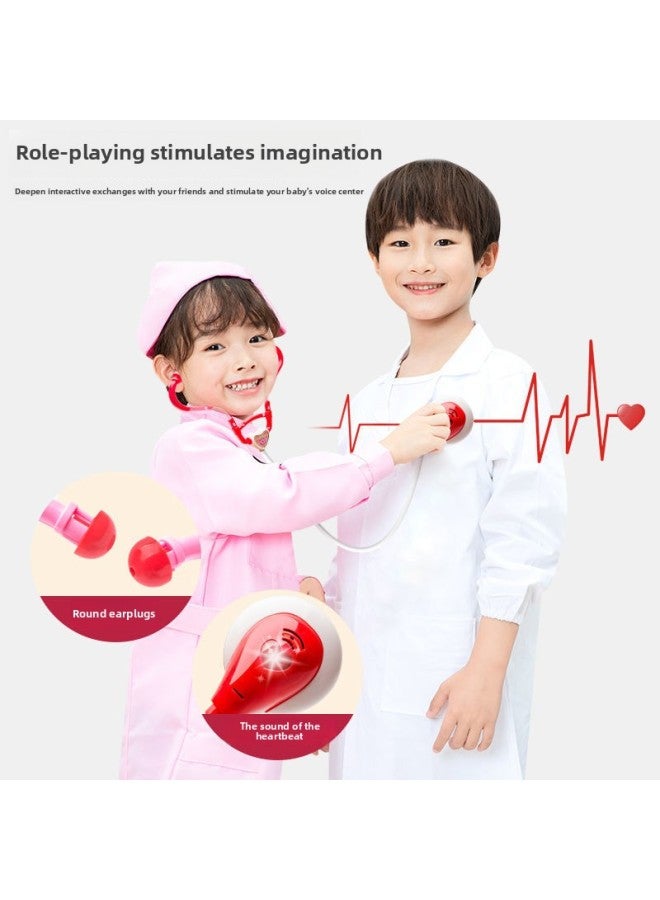 Children's Play Doctor Nurse Stethoscope Toy Set Simulation 3 To 6 Boys 7 Girls 8 Years Old Baby Puzzle-Specifications:Storage Box/bed Red 34-piece Set 【including 1 Charged】】 - Image 4