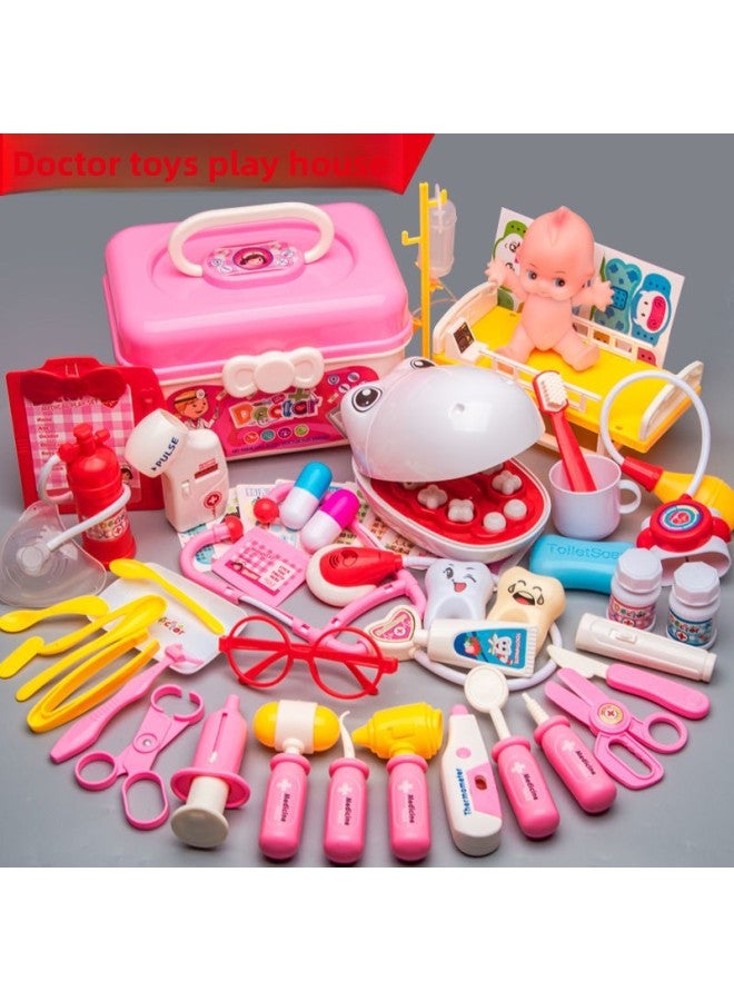 Children's Play Doctor Nurse Stethoscope Toy Set Simulation 3 To 6 Boys 7 Girls 8 Years Old Baby Puzzle-Specifications:Storage Box/bed Red 34-piece Set 【including 1 Charged】】 - Image 2